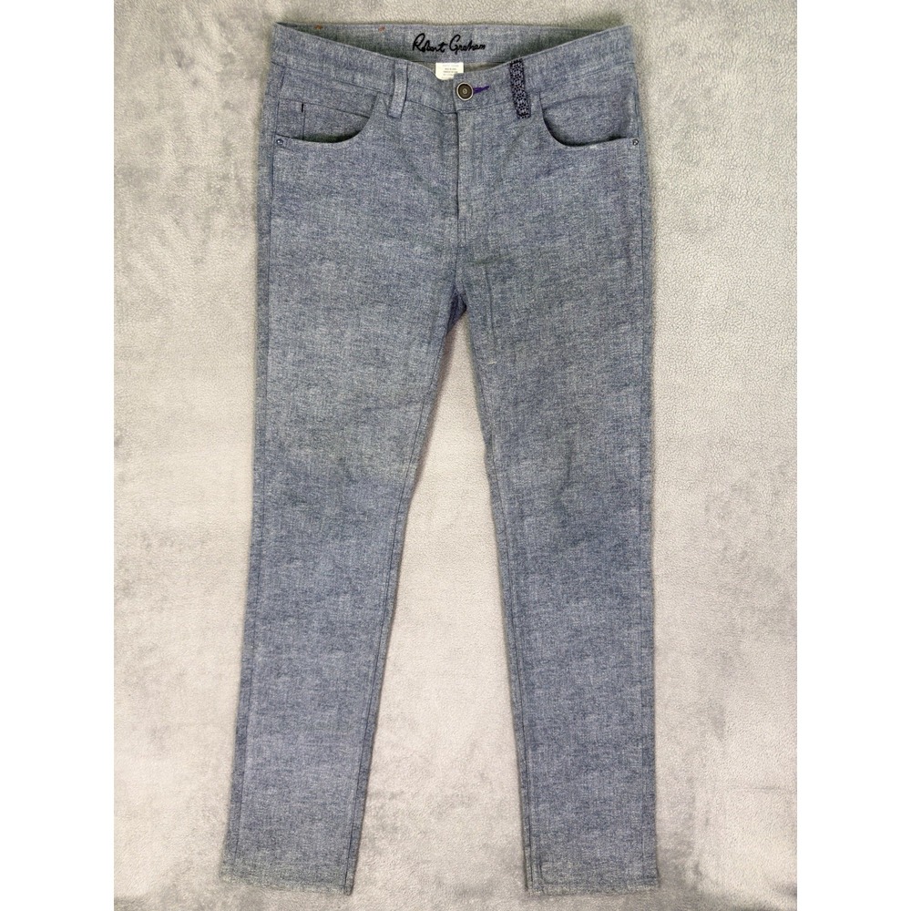 Robert Graham Pants Mens 32x34 Blue Indigo Kipling Tailored Straight Stretch